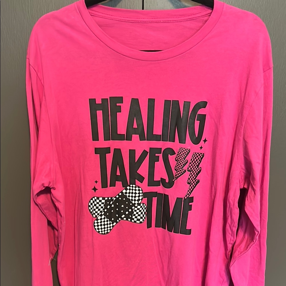 Pink Graphic Long Sleeve Top